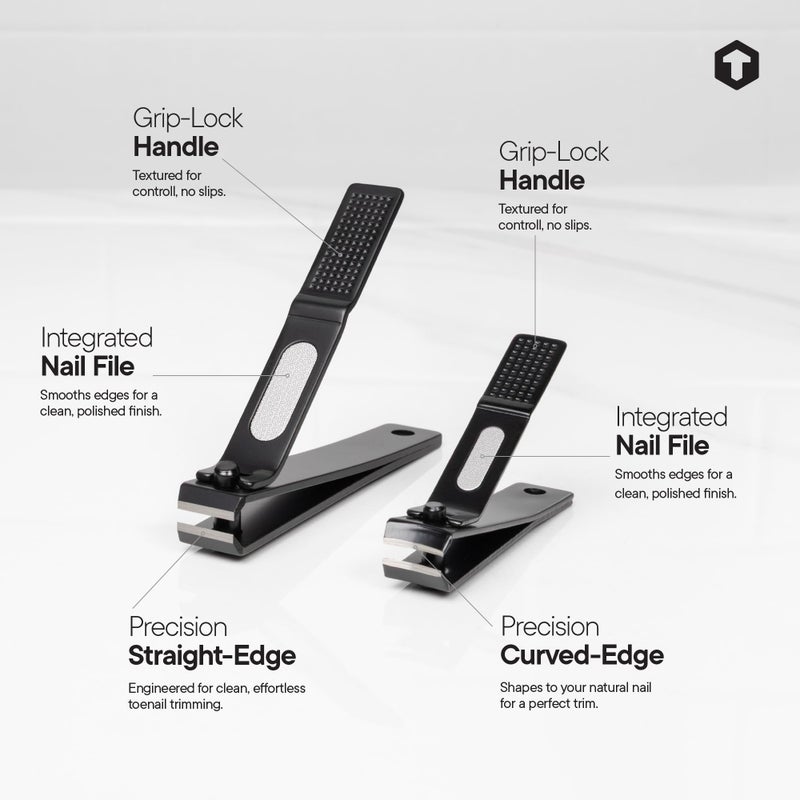 توليتريز مجموعة أدوات تقليم الأظافر - مقص أظافر من الفولاذ المقاوم للصدأ للرجال مع علبة معدنية، شفرات حادة لتقليم دقيق، تصميم مريح، متين - Image 3